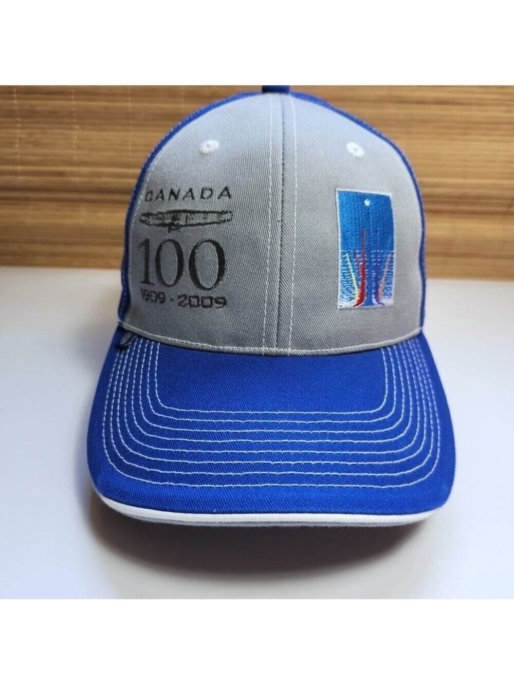 Canada 100 Hat Men's Adjustable Blue Grey 6 Panel Fersten Worldwide Cap Cotton